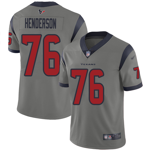 Houston Texans Limited Gray Men Seantrel Henderson Jersey NFL Football #76 Inverted Legend->houston texans->NFL Jersey